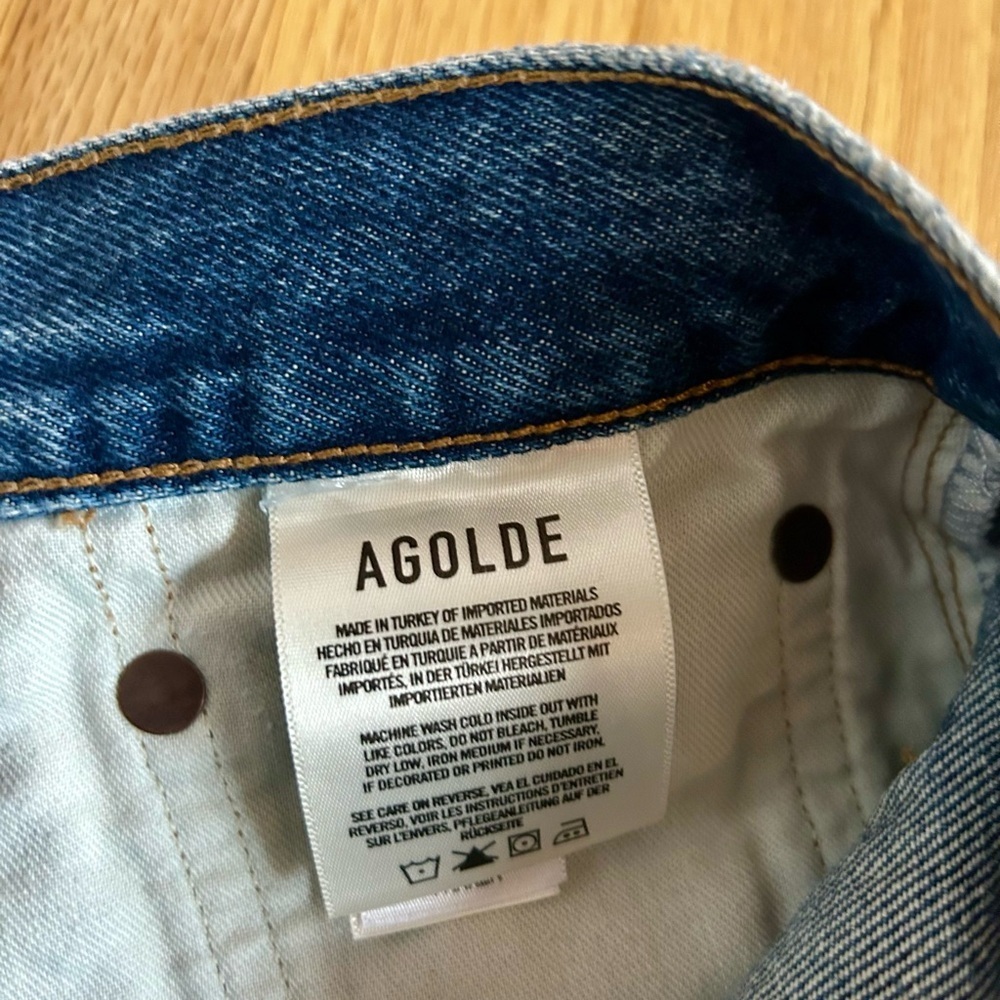 AGOLDE parker vintage cut off shorts caution dark wash denim jorts size 28 - Picture 11 of 16
